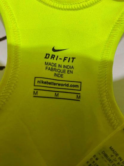 NIKE |M| BUST 13| A37| NEON LIME & BLACK BLOCK-LOGO ATHLETIC SPORTS BRA