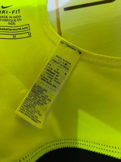 NIKE |M| BUST 13| A37| NEON LIME & BLACK BLOCK-LOGO ATHLETIC SPORTS BRA