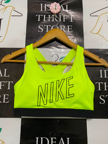NIKE |M| BUST 13| A37| NEON LIME & BLACK BLOCK-LOGO ATHLETIC SPORTS BRA
