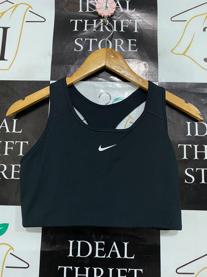 NIKE |L| BUST 14| A37| CLASSIC BLACK & WHITE SWOOSH ATHLETIC SPORTS BRA