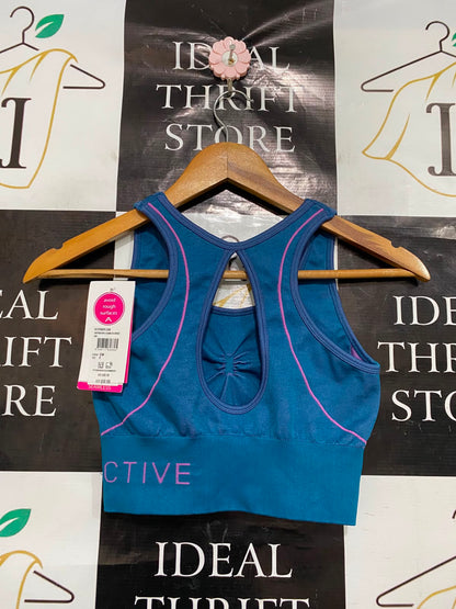 ROCKWEAR |S| BUST 12| A37| TEAL SEAMLESS CUTOUT ATHLETIC SPORTS BRA