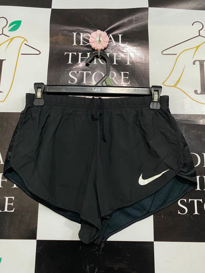 NIKE |S| WAIST 26| A37| BLACK & WHITE SWOOSH PERFORMANCE RUNNING SHORTS