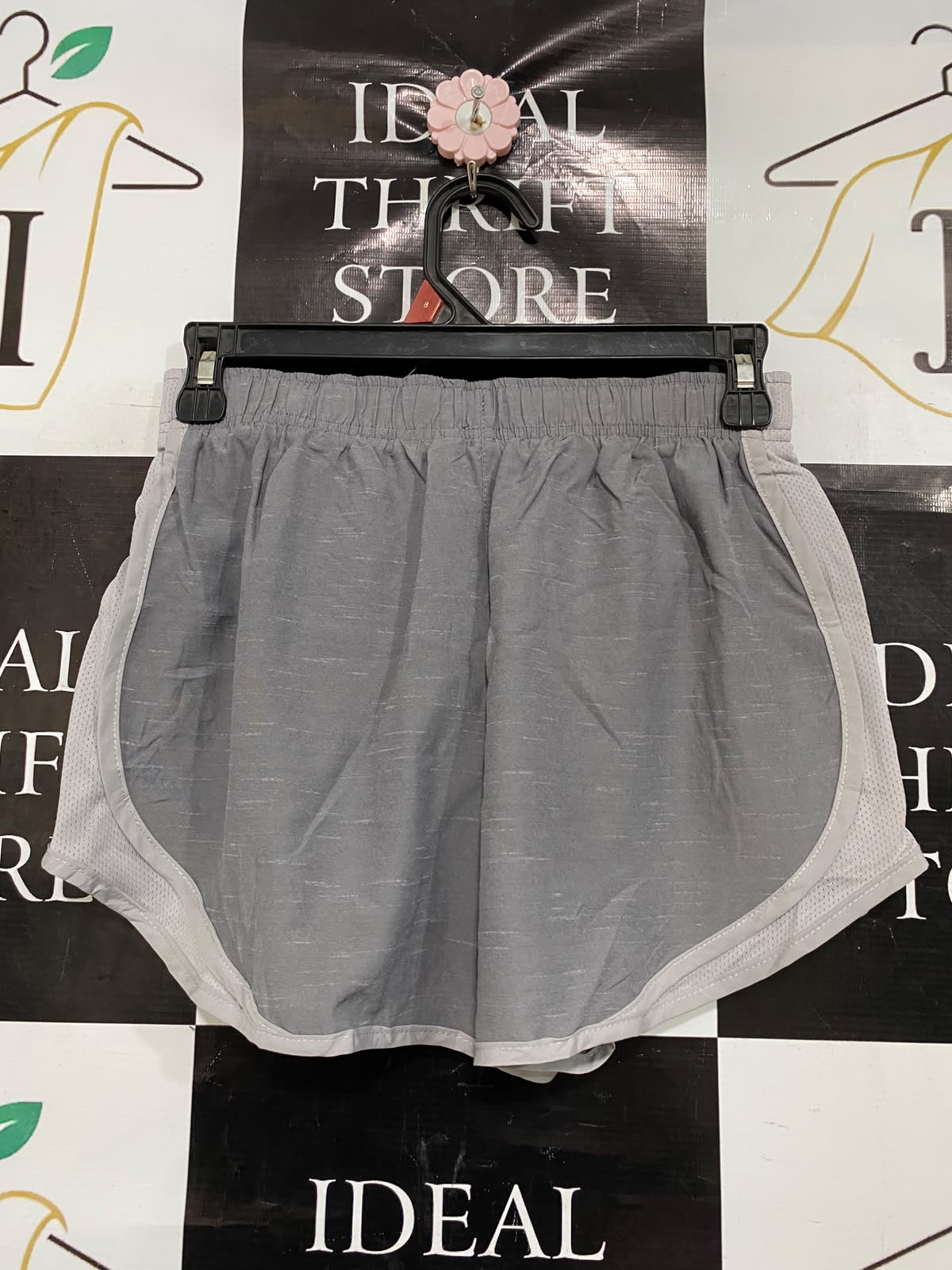NIKE |S| WAIST 25| A37| HEATHER GREY & WHITE TRIM PERFORMANCE RUNNING SHORTS