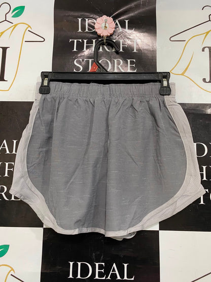 NIKE |S| WAIST 25| A37| HEATHER GREY & WHITE TRIM PERFORMANCE RUNNING SHORTS