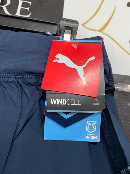 PUMA |M| WAIST 28| A37| WINDCALL NAVY BLUE PERFORMANCE RUNNING SHORTS