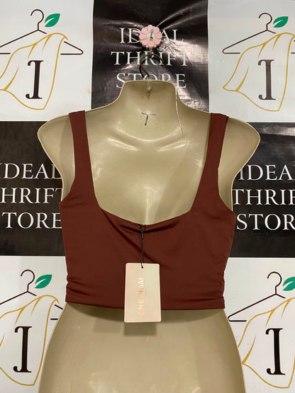 SHEIN BAE |M| BUST 16| A37| RUST BROWN SQUARE-NECK SLEEVELESS CROP TOP