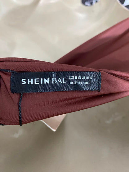 SHEIN BAE |M| BUST 16| A37| RUST BROWN SQUARE-NECK SLEEVELESS CROP TOP