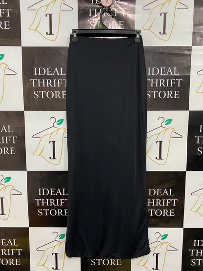 THANNE |XS| WAIST 24| A37| BLACK SATIN MINIMALIST SLIM MAXI SKIRT