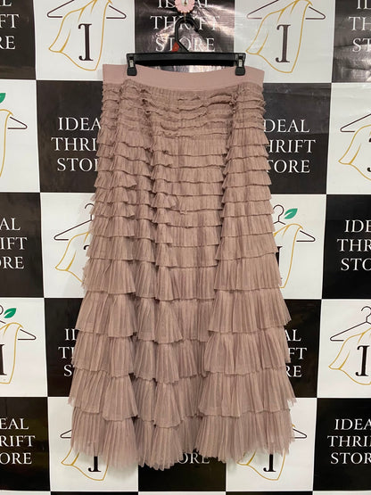 LUCKY BRAND |L| WAIST 32| A37| DUSTY MAUVE TIERED RUFFLE MESH MAXI SKIRT