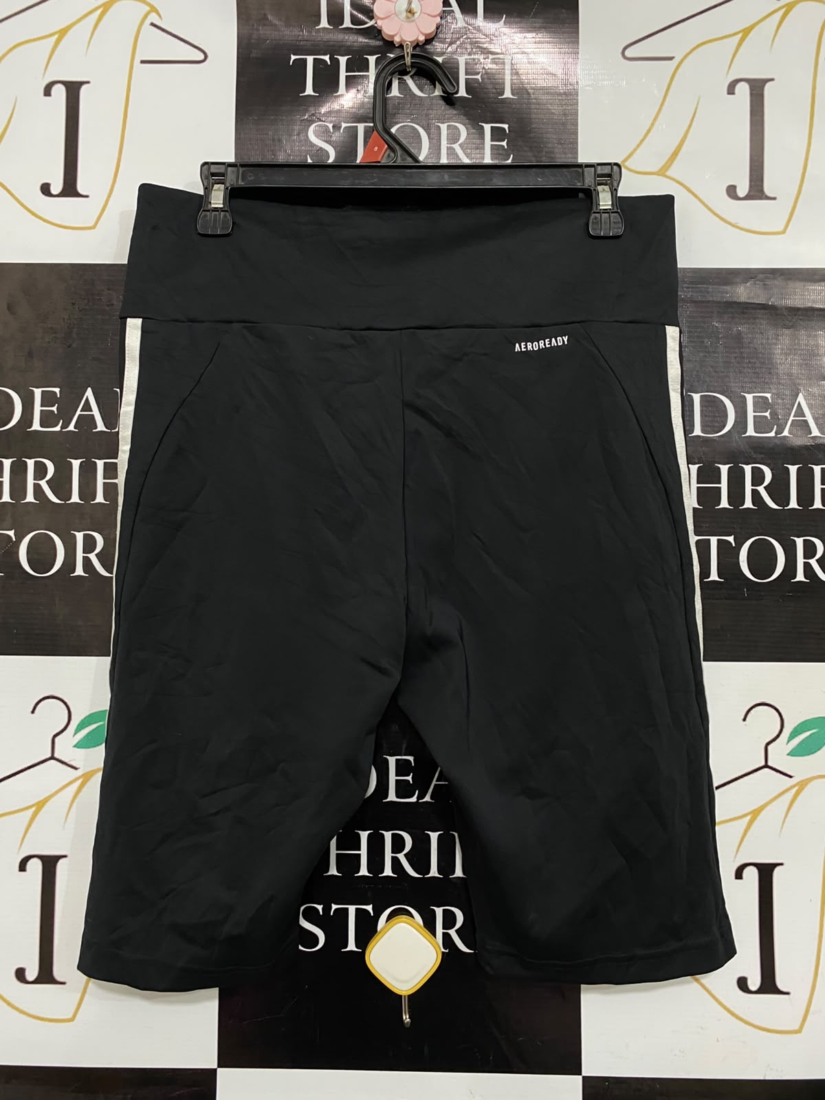 ADIDAS |L| WAIST 30| A37| BLACK & WHITE 3-STRIPE ATHLETIC BIKER SHORTS