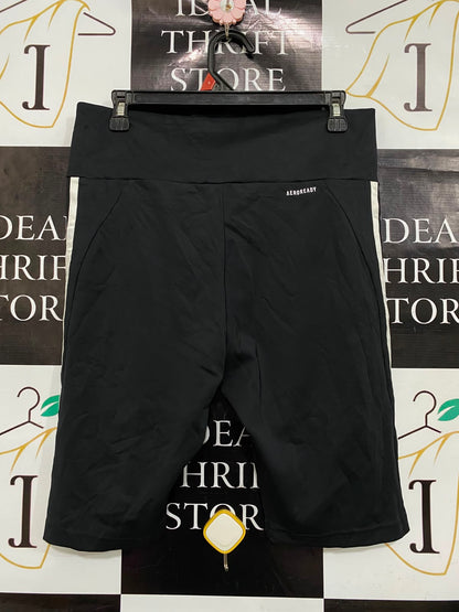ADIDAS |L| WAIST 30| A37| BLACK & WHITE 3-STRIPE ATHLETIC BIKER SHORTS