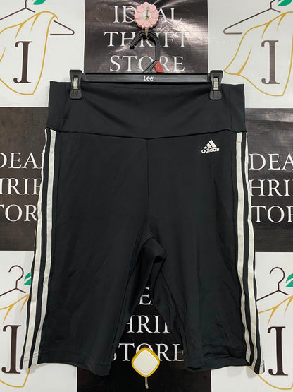 ADIDAS |L| WAIST 30| A37| BLACK & WHITE 3-STRIPE ATHLETIC BIKER SHORTS
