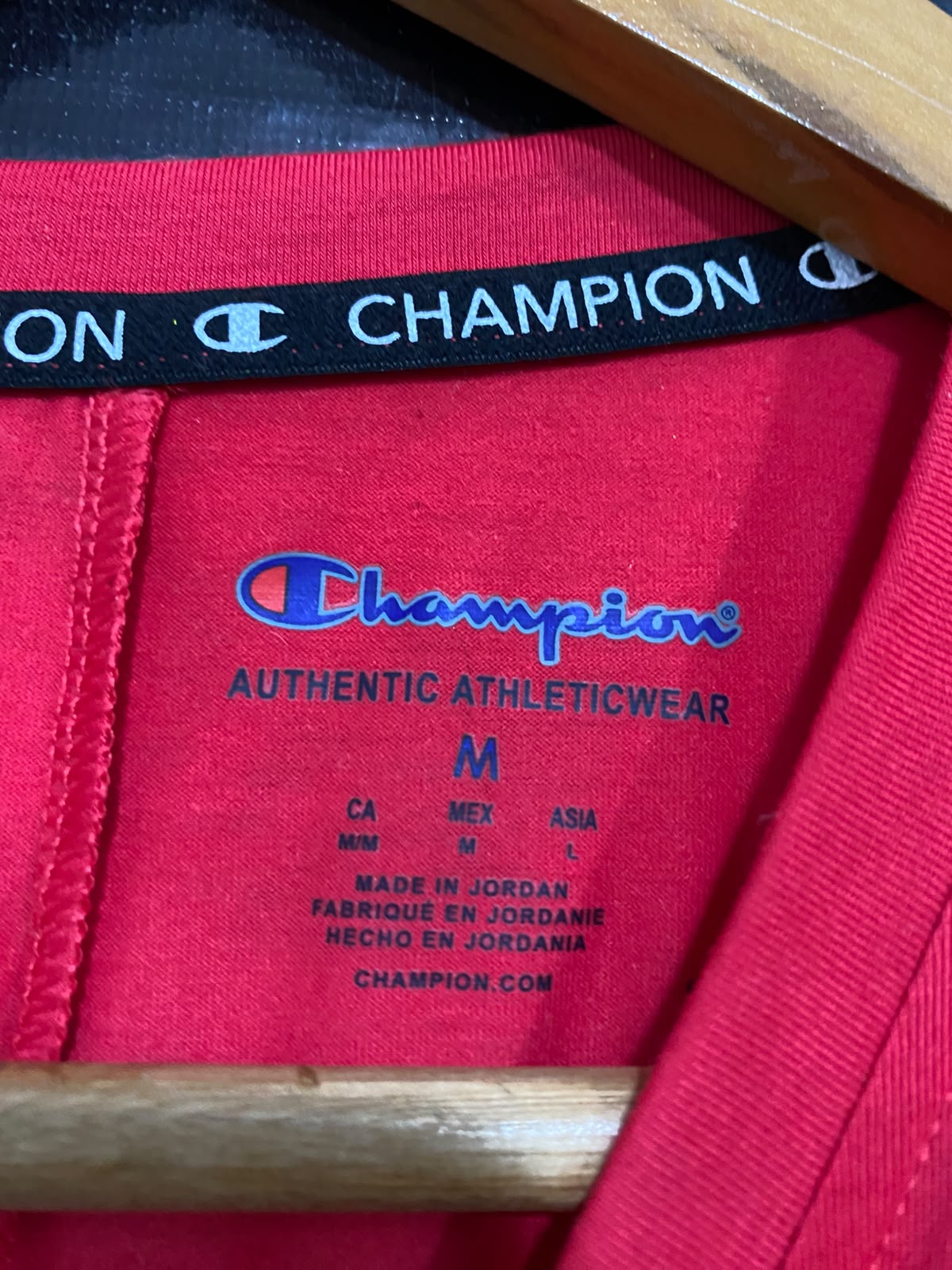 CHAMPION |M| BUST 17| A37| DOUBLE DRY RED KNOT-FRONT ATHLETIC T-SHIRT