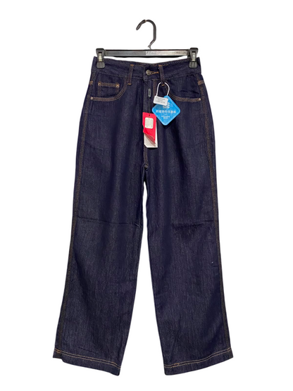 DESIGNER |XS| WAIST 24| A38| DARK INDIGO WIDE-LEG UTILITY DENIM JEANS