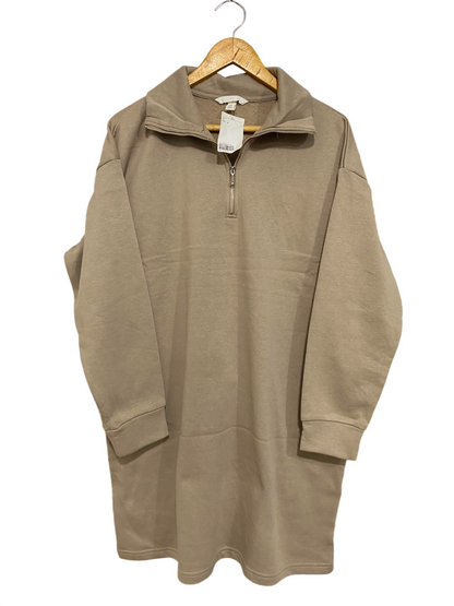 H&M |S| BUST 23| A38| BEIGE HALF-ZIP FLEECE SWEATSHIRT DRESS