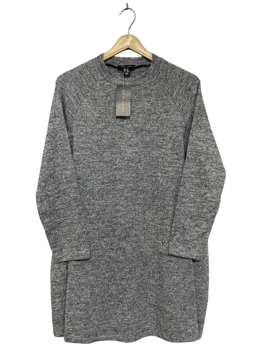 NEW LOOK |M| BUST 20| A38| GREY MELANGE CREWNECK KNIT TUNIC DRESS