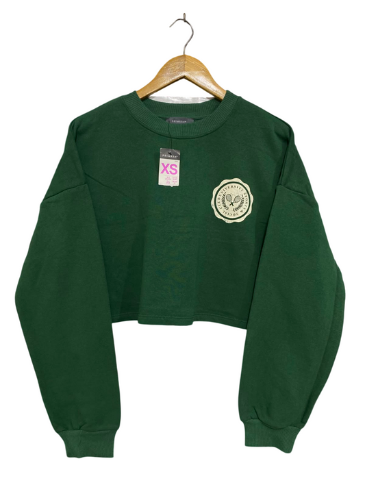 PRIMARK |XS| BUST 21| A38| FOREST GREEN CROPPED TENNIS CLUB SWEATSHIRT
