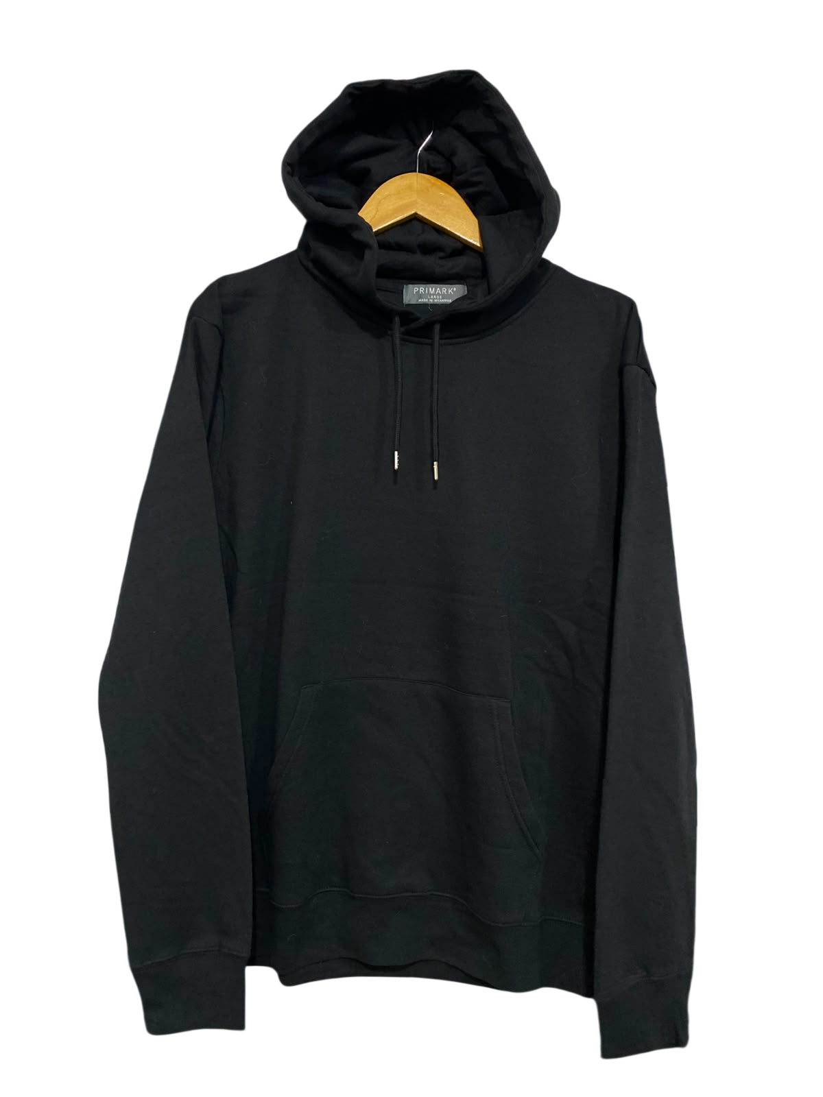 PRIMARK CARES |L| BUST 22| A39| BLACK PULLOVER HOODED SWEATSHIRT