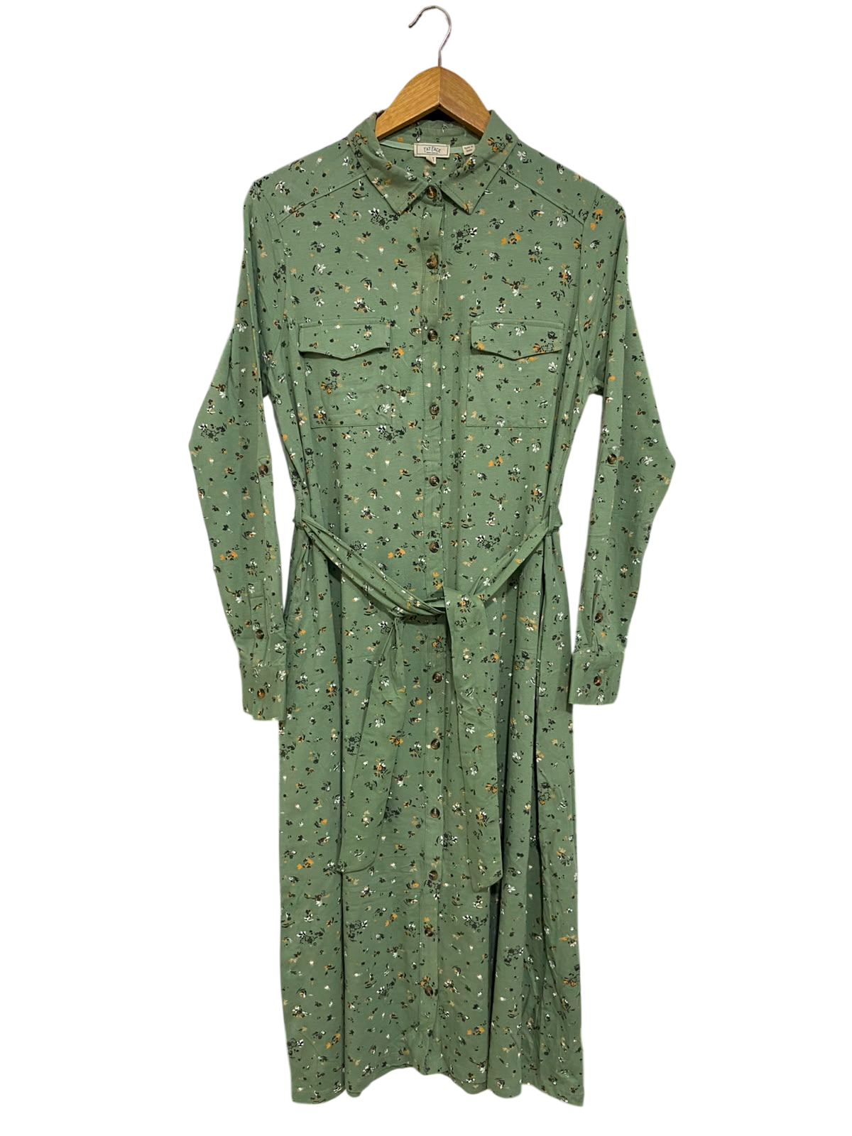 FAT FACE |M| BUST 18| A39| SAGE GREEN FLORAL UTILITY SHIRT MIDI DRESS