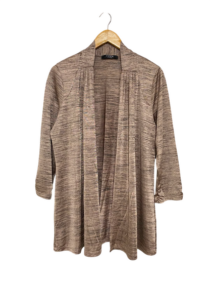 GEORGE |M| BUST 18| A39| TAUPE & BROWN MELE OPEN-FRONT DRAPE CARDIGAN
