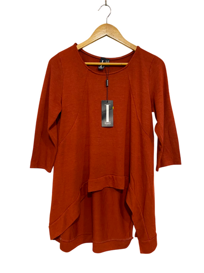 IZABEL |S/M| BUST 18| A39| RUST ORANGE HIGH-LOW HEM TUNIC TOP
