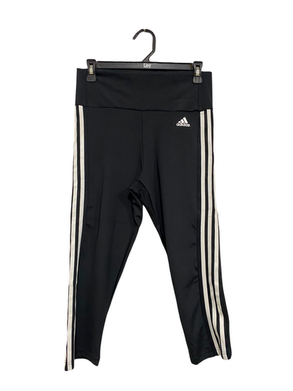 ADIDAS |M| WAIST 28| A39| BLACK & WHITE 3-STRIPE CROPPED PERFORMANCE LEGGINGS