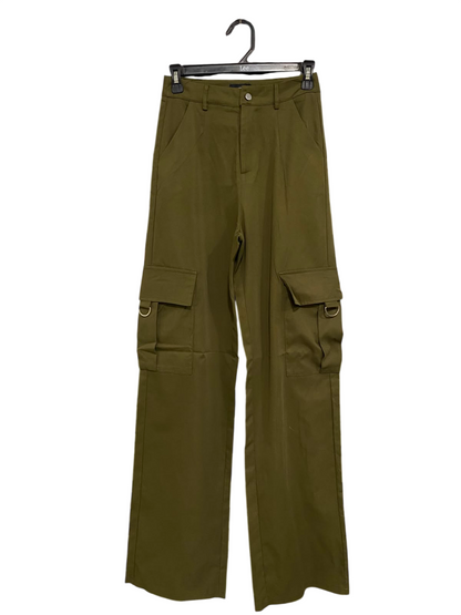 PRETTYLITTLE THING |S| WAIST 25| A39| OLIVE GREEN HIGH-WAISTED MULTI-POCKET UTILITY CARGO TROUSERS