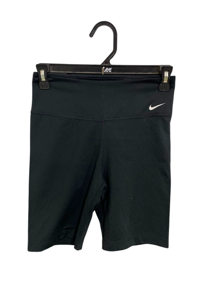 NIKE |S| WAIST 24| A39| BLACK HIGH-WAISTED DRI-FIT ATHLETIC BIKER SHORTS