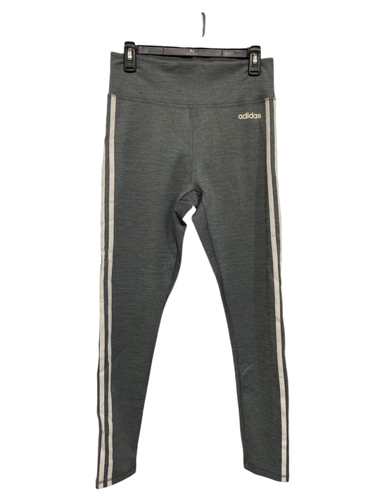 ADIDAS |M| WAIST 26| A39| HEATHER GREY & WHITE 3-STRIPE PERFORMANCE LEGGINGS