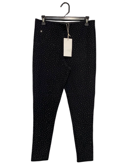 ZARA |L| WAIST 30| A39| BLACK RHINESTONE EMBELLISHED GLAMOUR STRETCH LEGGINGS