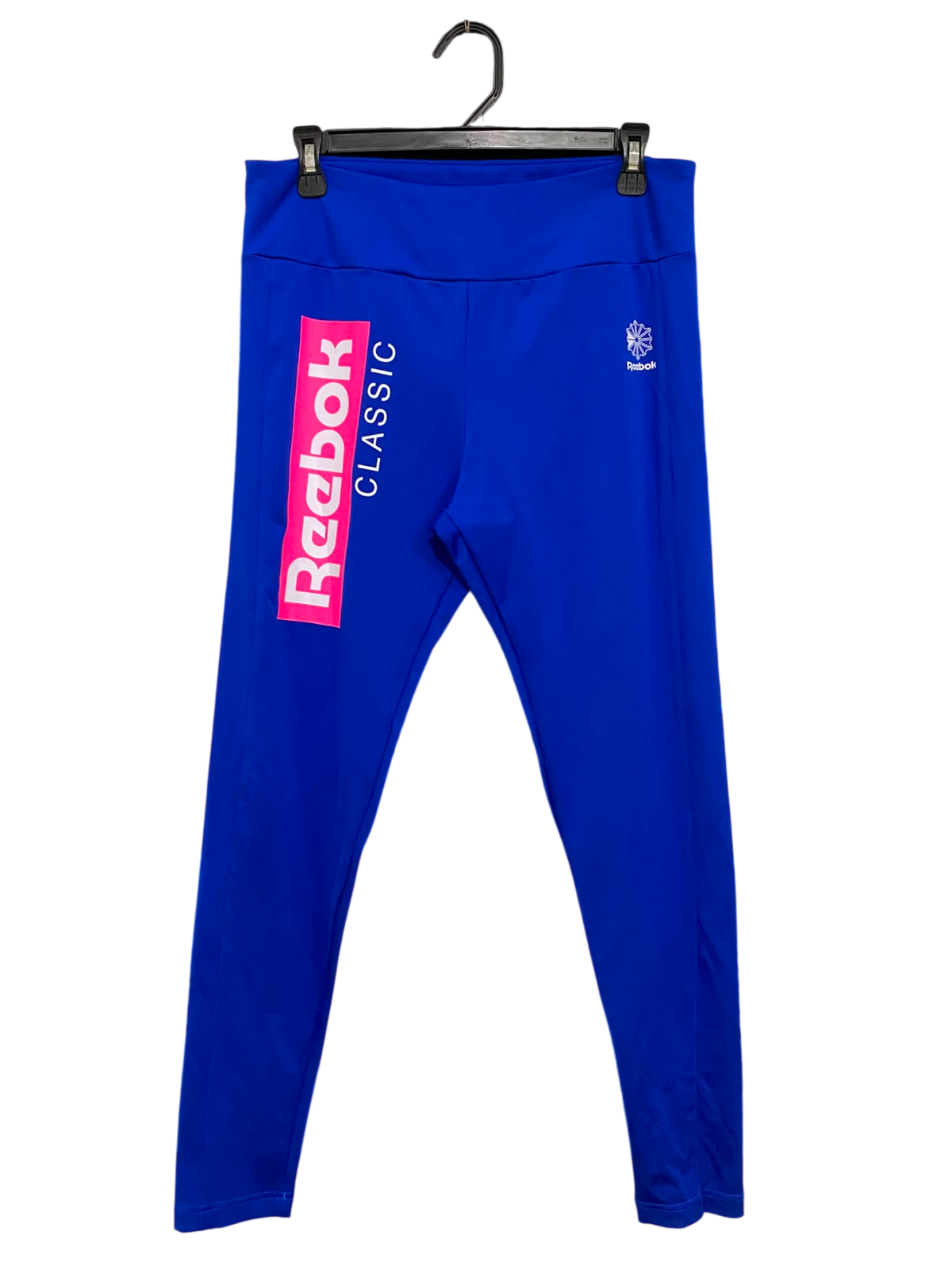 REEBOK |L| WAIST 30| A39| CLASSIC ROYAL BLUE & PINK LOGO PERFORMANCE LEGGINGS