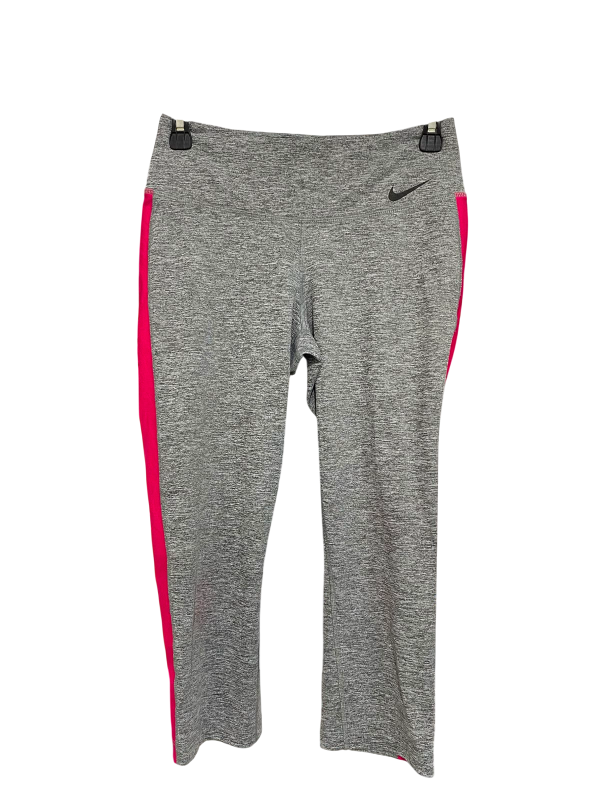 NIKE |S| WAIST 24| A39| HEATHER GREY & HOT PINK SIDE-STRIPE CROPPED ATHLETIC LEGGINGS
