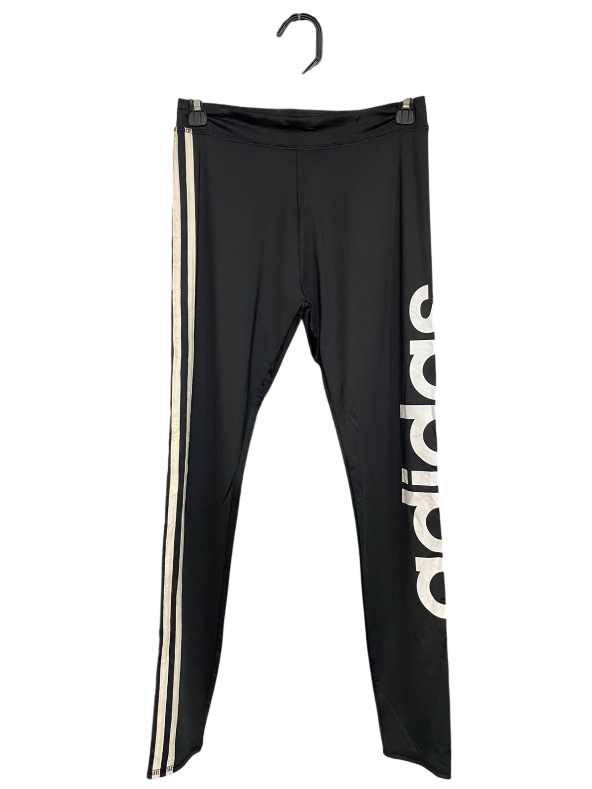 ADIDAS |XS| WAIST 24| A39| BLACK & WHITE 3-STRIPE BRANDED LEG PERFORMANCE LEGGINGS