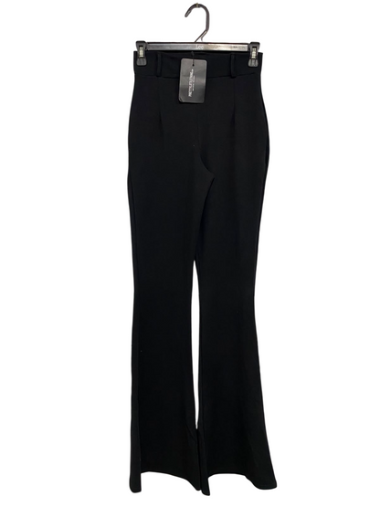 PRETTYLITTLE THING |XS| WAIST 24| A39| BLACK HIGH-WAISTED TAILORED FLARE TROUSERS