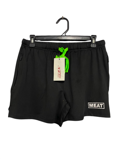 MEAT |M| WAIST 28| A39| BLACK & NEON GREEN UTILITY ATHLETIC SHORTS