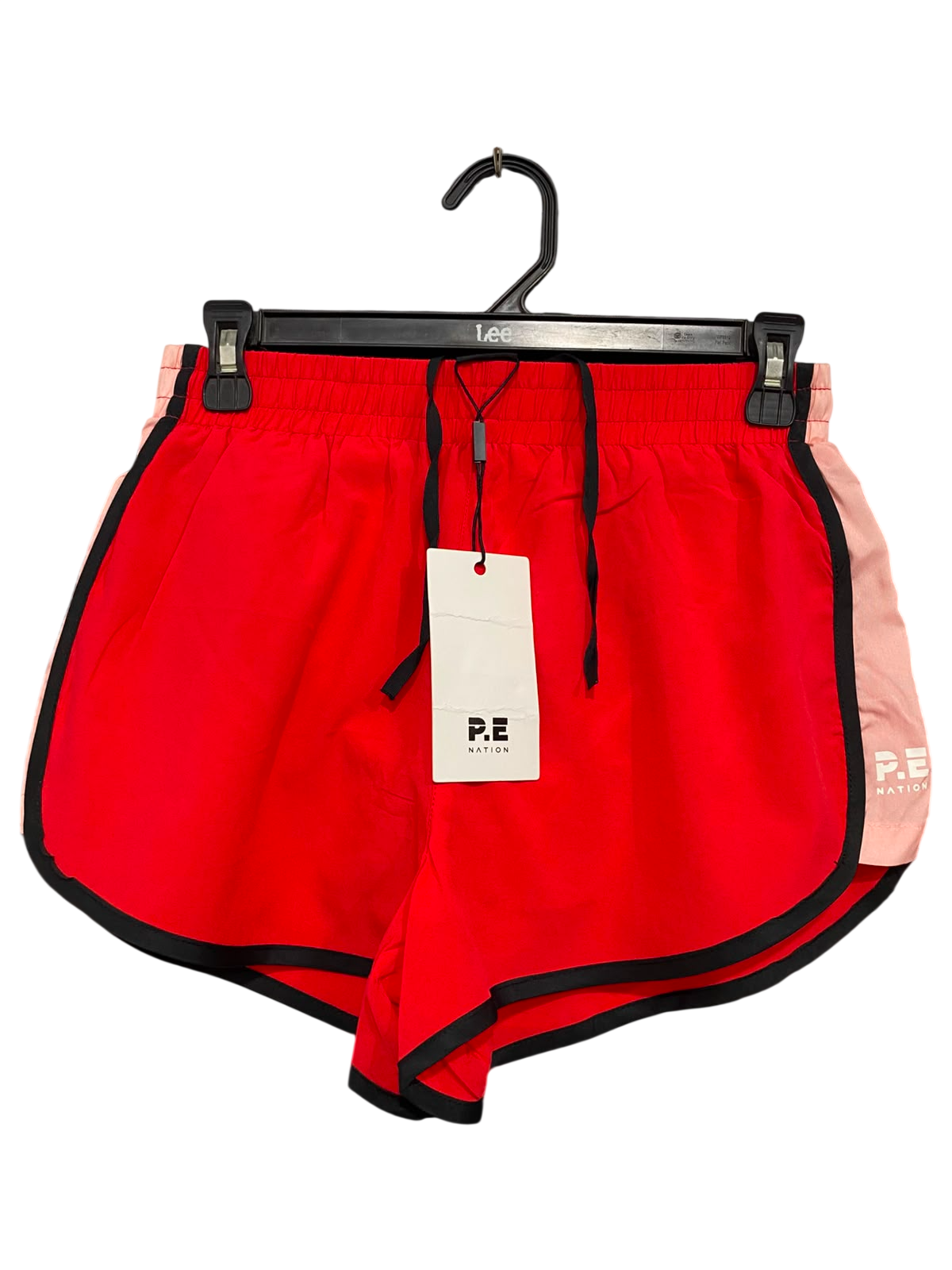 P E NATION |XS| WAIST 26| A39| RED & BLUSH PINK CONTRAST RUNNING SHORTS