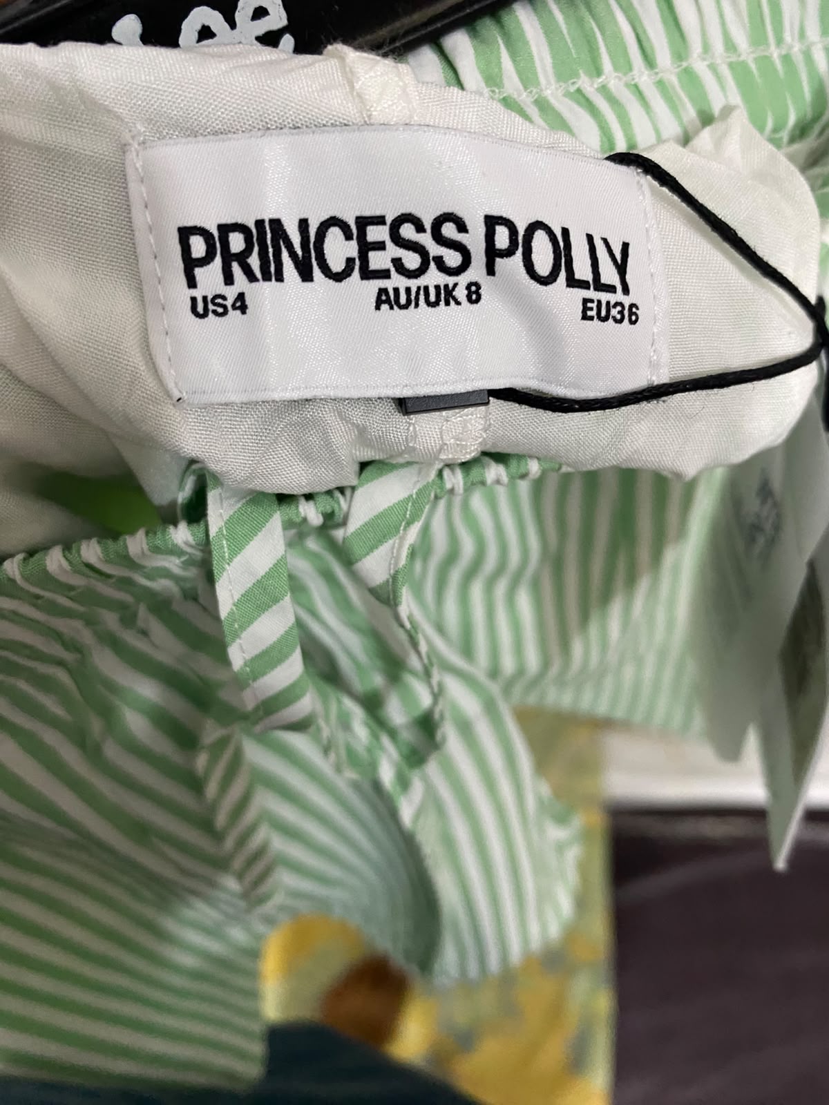 PRINCESS POLLY |S| WAIST 24| A39| GREEN & WHITE STRIPED COTTON LOUNGE SHORTS