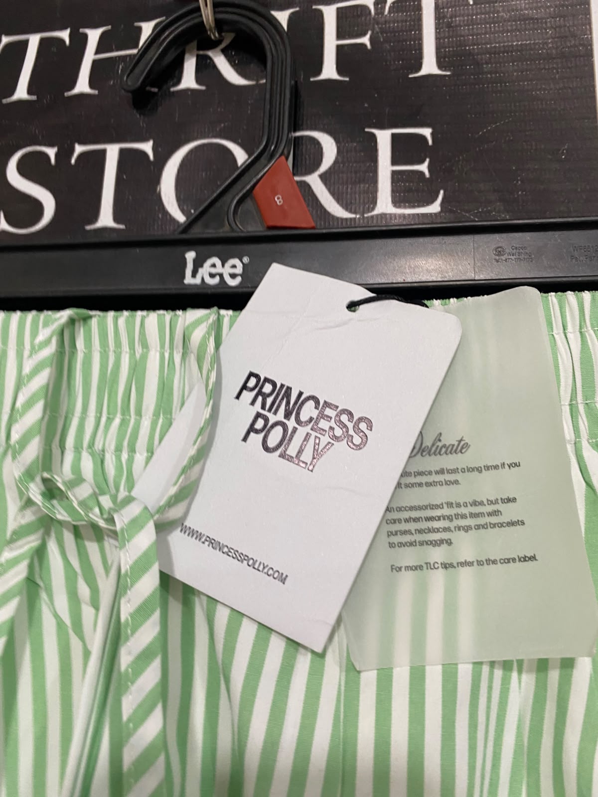 PRINCESS POLLY |S| WAIST 24| A39| GREEN & WHITE STRIPED COTTON LOUNGE SHORTS