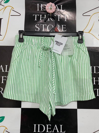 PRINCESS POLLY |S| WAIST 24| A39| GREEN & WHITE STRIPED COTTON LOUNGE SHORTS