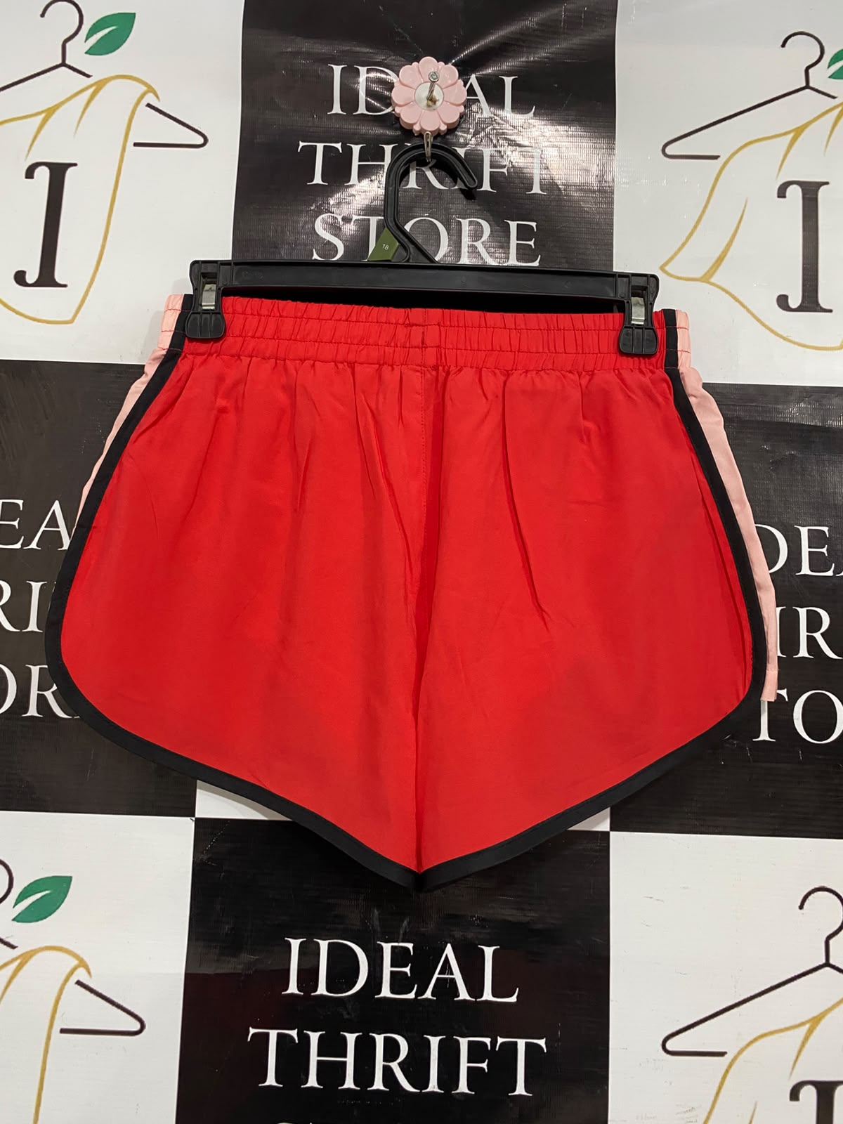 P E NATION |XS| WAIST 26| A39| RED & BLUSH PINK CONTRAST RUNNING SHORTS