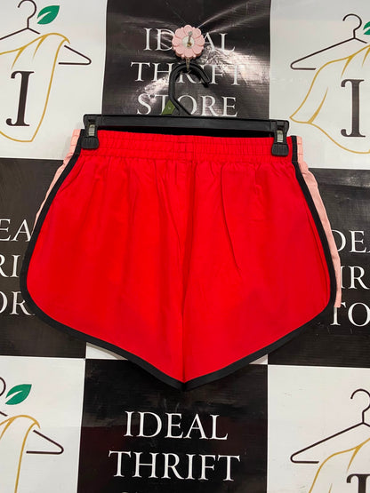 P E NATION |XS| WAIST 26| A39| RED & BLUSH PINK CONTRAST RUNNING SHORTS