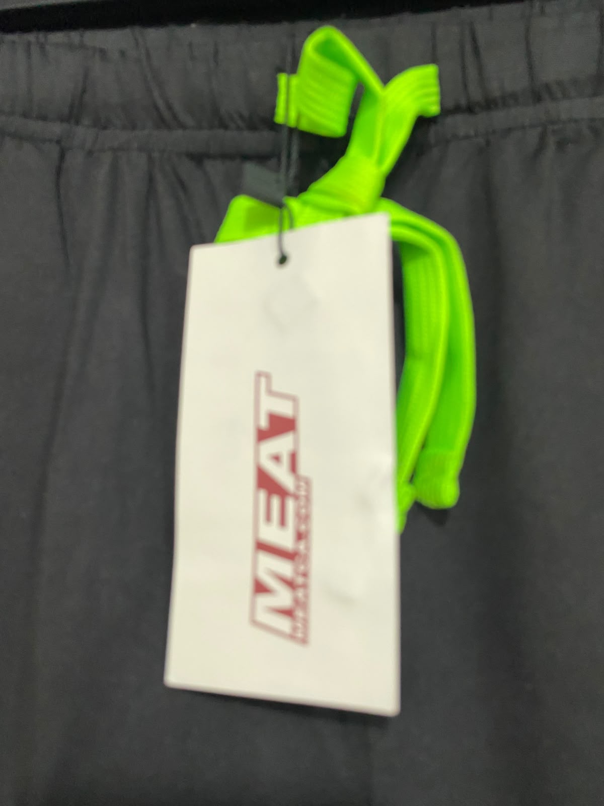 MEAT |M| WAIST 28| A39| BLACK & NEON GREEN UTILITY ATHLETIC SHORTS