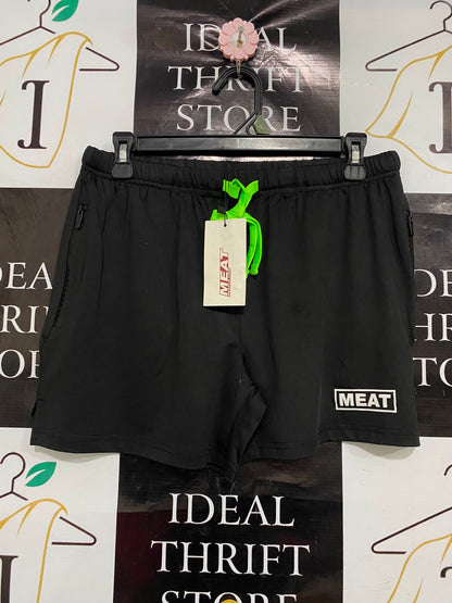 MEAT |M| WAIST 28| A39| BLACK & NEON GREEN UTILITY ATHLETIC SHORTS