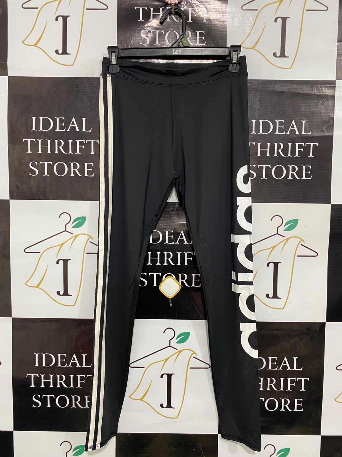 ADIDAS |XS| WAIST 24| A39| BLACK & WHITE 3-STRIPE BRANDED LEG PERFORMANCE LEGGINGS