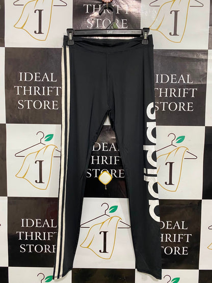 ADIDAS |XS| WAIST 24| A39| BLACK & WHITE 3-STRIPE BRANDED LEG PERFORMANCE LEGGINGS