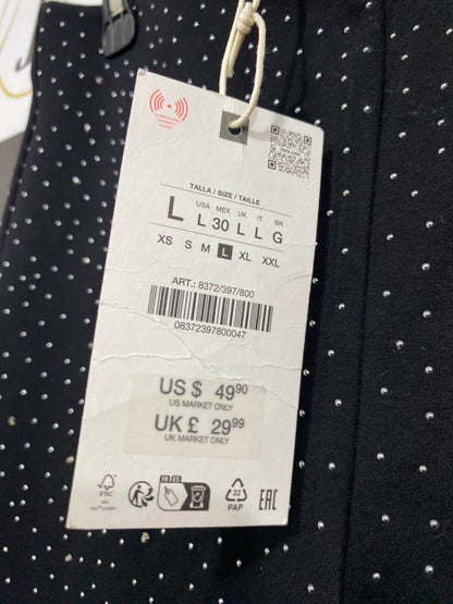 ZARA |L| WAIST 30| A39| BLACK RHINESTONE EMBELLISHED GLAMOUR STRETCH LEGGINGS
