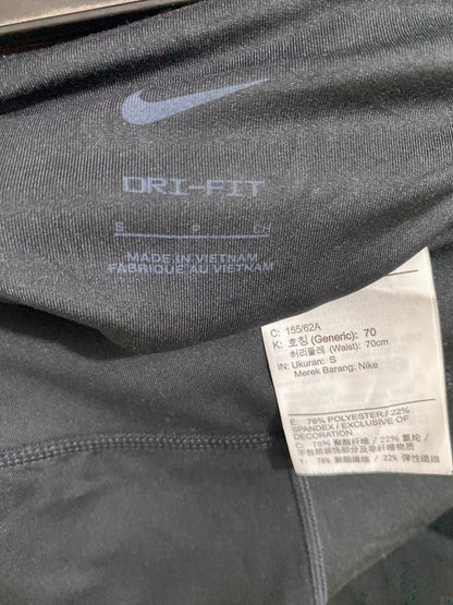 NIKE |S| WAIST 24| A39| BLACK HIGH-WAISTED DRI-FIT ATHLETIC BIKER SHORTS