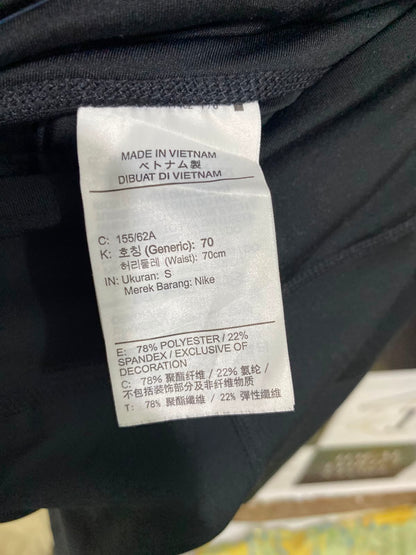 NIKE |S| WAIST 24| A39| BLACK HIGH-WAISTED DRI-FIT ATHLETIC BIKER SHORTS