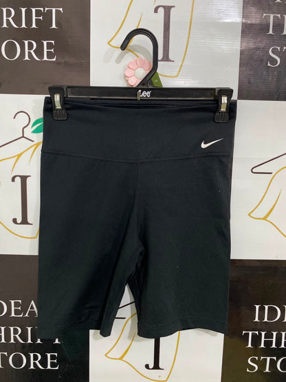 NIKE |S| WAIST 24| A39| BLACK HIGH-WAISTED DRI-FIT ATHLETIC BIKER SHORTS