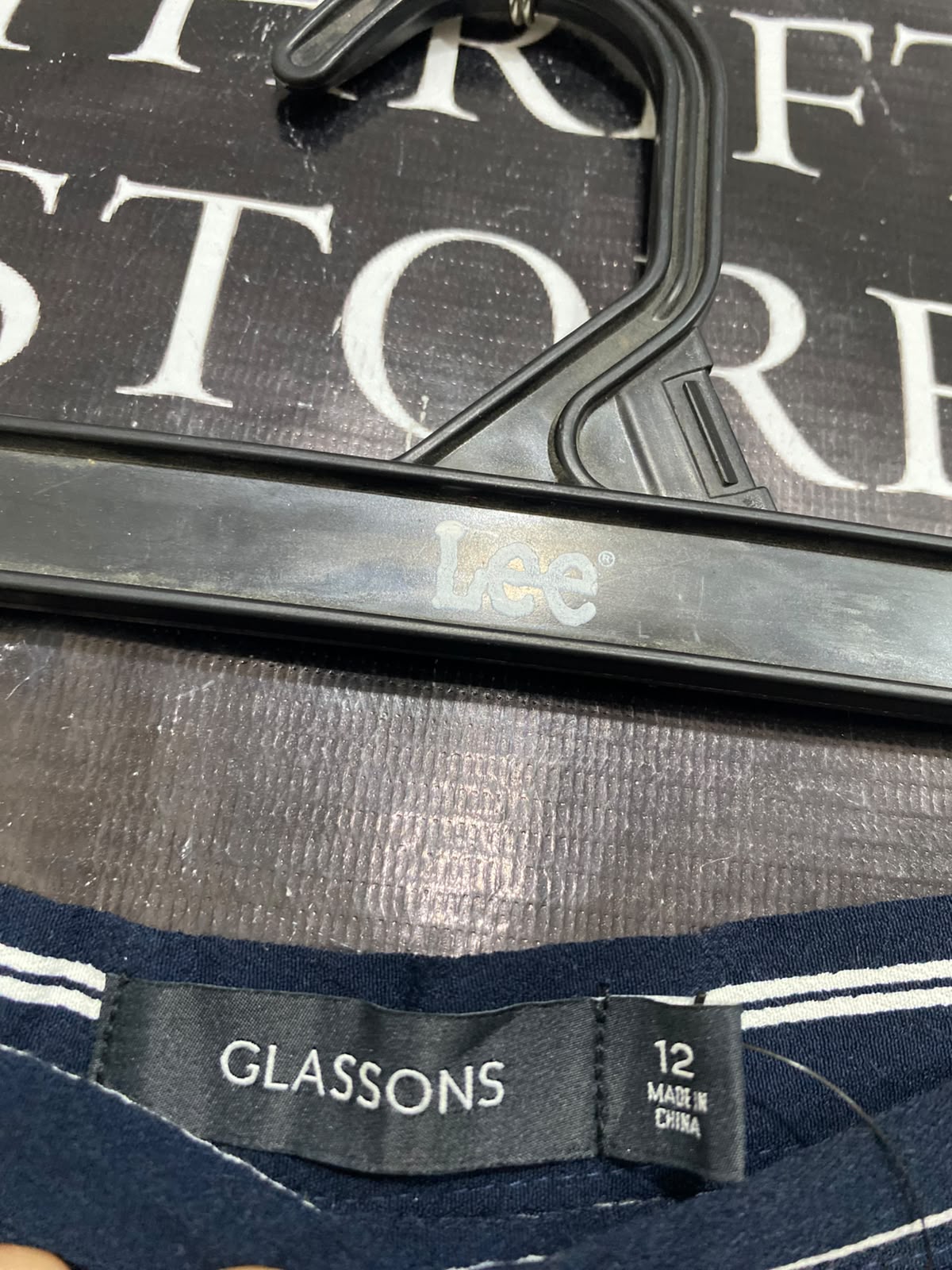 GLASSONS |M| WAIST 30| A39| NAVY BLUE & WHITE PINSTRIPE WIDE-LEG TROUSERS